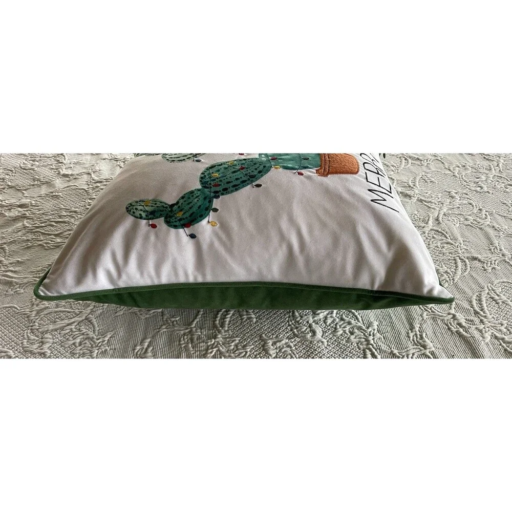 Merry Cactus Christmas Throw Pillow Boho Desert 20x20 Waterfowl Feather